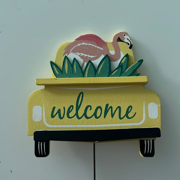 NWT Wooden Summer Pick - BUNDLE - Floral Picks - Wreath - Crafts - Car/Flamingos - Picture 3 of 5